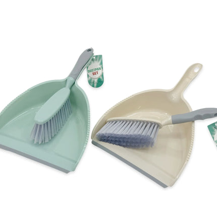 Bulk 24 Plastic Dustpan Set 34x23x8cm 2 Asst