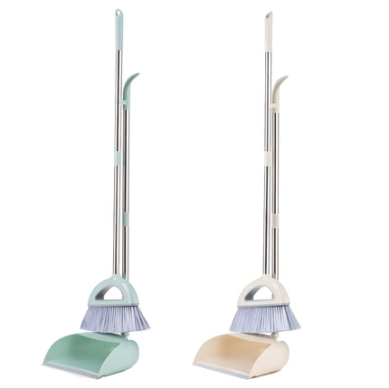 Bulk 12 Plastic & Stainless Steel Dustpan & Broom Set 24x88cm 2 Asst