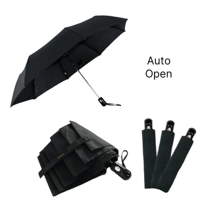 Bulk 12 Black Collapsible Umbrella Auto Open 56cm
