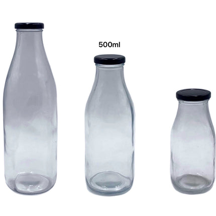bulk 24 500ml Glass Milk Bottle