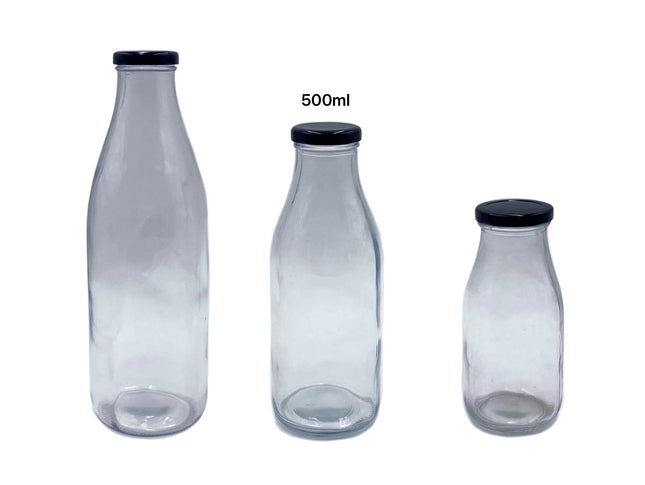 bulk 24 500ml Glass Milk Bottle