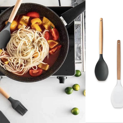 Bulk 24 Accent Silicone Spoon Spatula 32x6.7cm 2 Asst