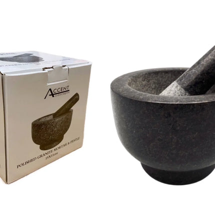 Bulk 4 Polished Granite Mortar & Pestle 15x11cm