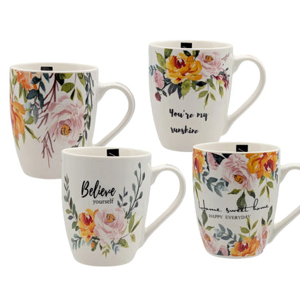 Bulk 24 Inspiration Mug New Bone China 340mls Asst Des