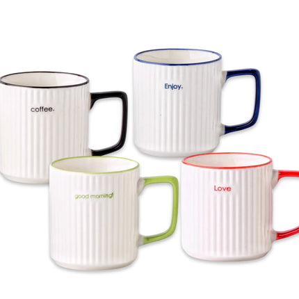 Bulk 24 Modern Ripple Mug New Bone China 340ml Asst Des