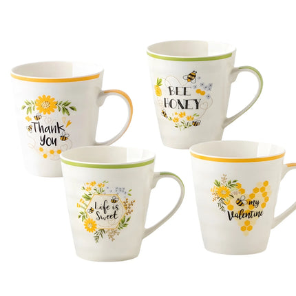 Bulk 24 All About Bee Mug New Bone China 340ml Asst Des