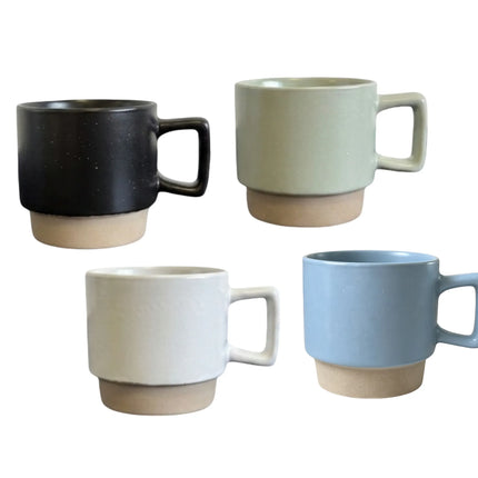 Bulk 24 Stackable Stoneware Mug With Dots 118ml 3 Asst