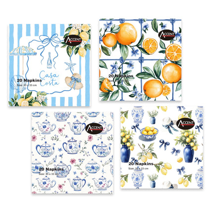 bulk 960 Casa Costa Napkins 2Ply 4 Asst 33cm