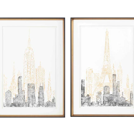 Bulk 2 Cityscape 2toned Framed Wallart 50x70cm 2 Asst