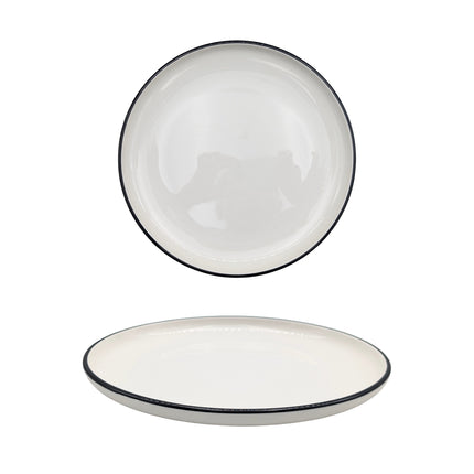 bulk 24 Sorrento Porcelain Dinner Plate w Black Rim 26cm
