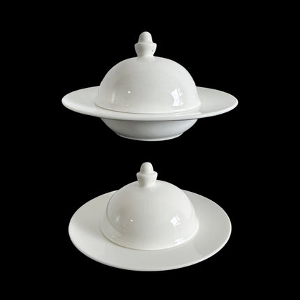 Bulk 12 White Fine Bone China Butter Dish
