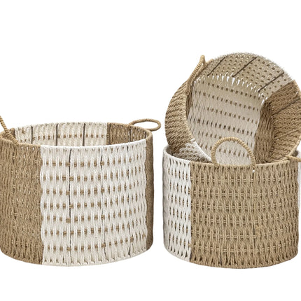 Bulk 2 Woven Paper Rope Storage Basket Round s/3 40x30cmh