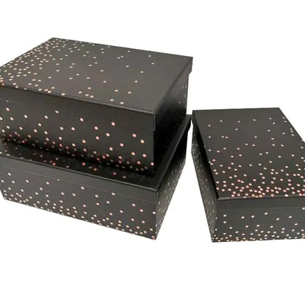 Bulk 2 Black Gift Box Foiled Confetti Set 18 43x34x16cm
