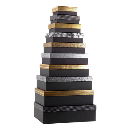 Bulk 3 Deluxe Gold Foil On Black Gift Box Set Of 10 37x27x11cm