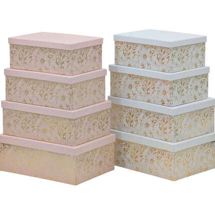 Bulk 2 Gold Foiled Floral Gift Box Set 18 43x34x16cm 2 Asst Cols