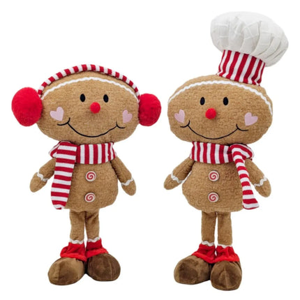 Bulk 6 Xmas Gingerbread Plush Standing 42-52cmh 2 Asst