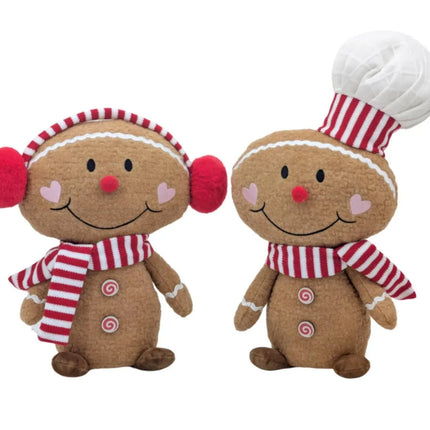 Bulk 6 Xmas Gingerbread Plush Sitting 30-38cmh 2 Asst
