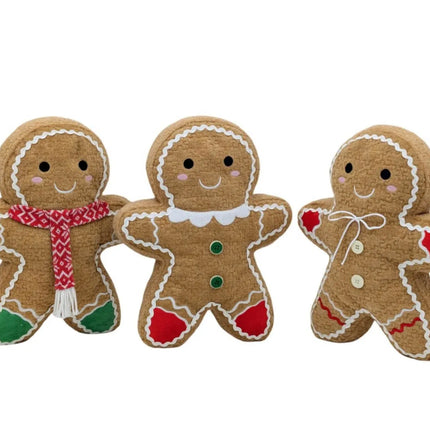 Bulk 6 Xmas Gingerbread Plush 32cmh 2 Asst