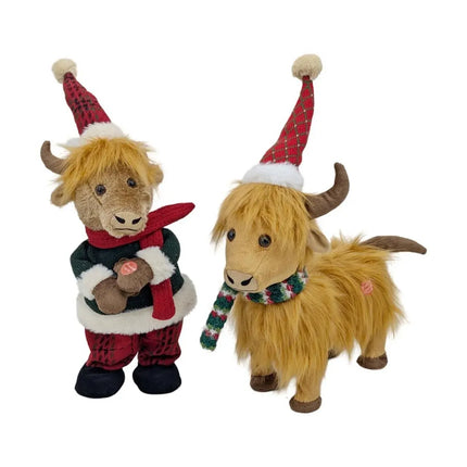 Bulk 4 Xmas Festive Singing Yak 38-43cmh 2 Asst