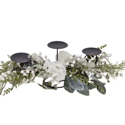 Bulk 4 Xmas White Hydrangea & Berry Centerpiece 62cm