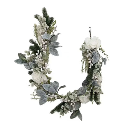 Bulk 3 Xmas White Hydrangea & Berry Garland 150cm