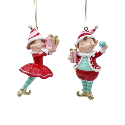 Bulk 12 Xmas Candyland Boy&girl Hanging Elf Resin 12cm