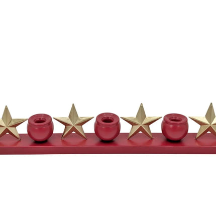 Bulk 6 Xmas Red Candle Holder W 4 Gold Stars 53x6x10.5cm