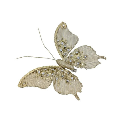 Bulk 24 Xmas Champagne Gold Butterfly 17cm
