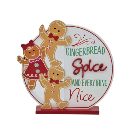 Bulk 8 Xmas Round Gingerbread Sign Mdf Deco 23.5cm