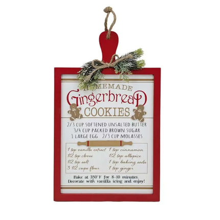Bulk 6 Xmas Gingerbread Recipe Hanging Sign 30x50cmh