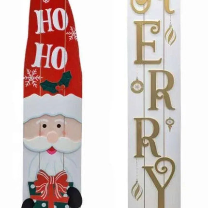Bulk 4 Xmas Mdf Tall Sign W Metal Stand 120cmh 2 Asst