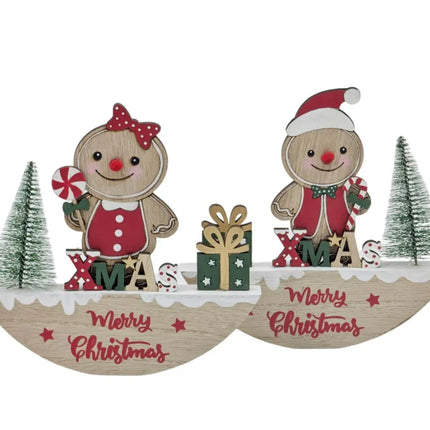 Bulk 24 Xmas Mdf Gingerbread Deco 14x15cm 2 Asst