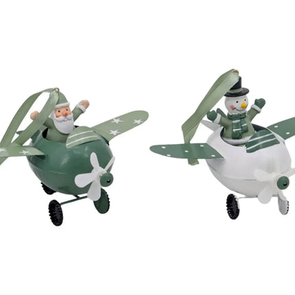 Bulk 12 Xmas Metal Airplane Hanger 9.5x14cm 2 Asst