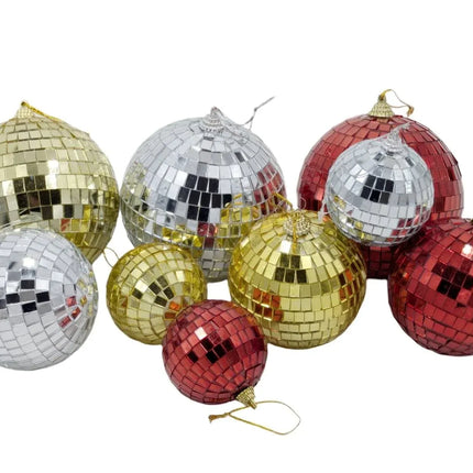 Bulk 24 Xmas Mirror Ball Hanger 6cm 3 Asst