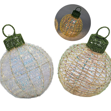 Bulk 4 Xmas Iridescent Table Top Bauble 25x34cm 2 Asst