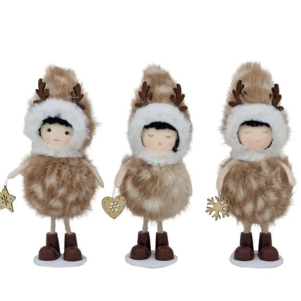Bulk 24 Xmas Reindeer Girls Standing 16cm 3 Asst