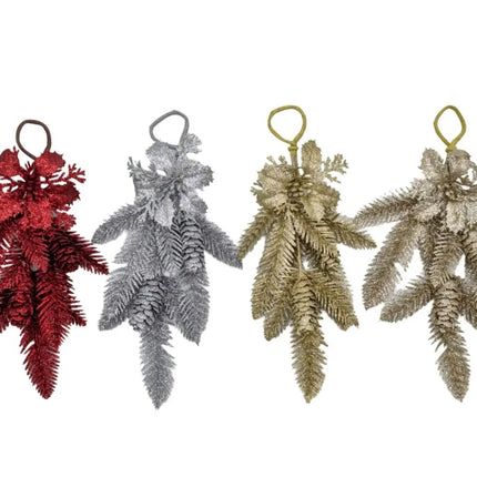 Bulk 36 Xmas Glitter Pinecone Teardrop 31cm 4 Asst