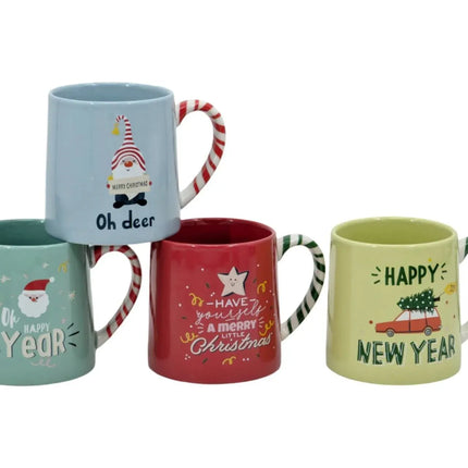 Bulk 24 Merry & Bright Xmas Mug 475ml 4 Asst