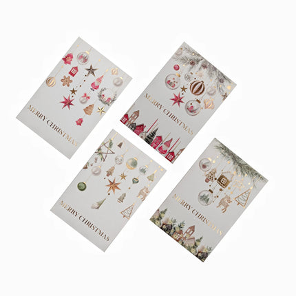 Bulk 48 Rich Foiled Traditional Xmas Cards pk8 11.5x17.5cm Asst
