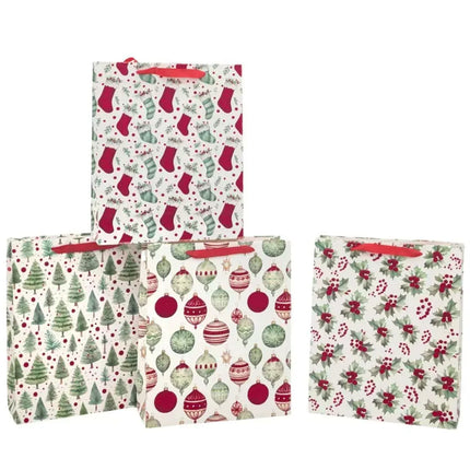 Bulk 48 Red Velvet Traditional Xmas Bag Lrg 32x26x12cm 4 Asst