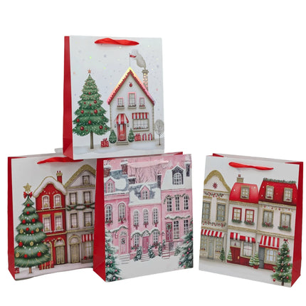 Bulk 48 Xmas Village Xmas Bag Xlrg 42x31x12cm 4 Asst