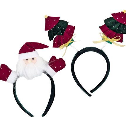 Bulk 24 Xmas Velvet Hair Band 20cm 2 Asst
