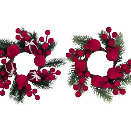 Bulk 24 Xmas Flocking Berry Wreath 22x6cm 2 Asst