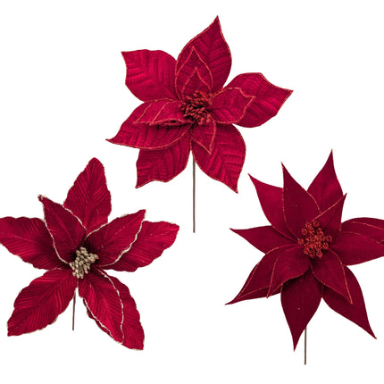 Bulk 24 Xmas Red Poinsettia 26/31/33x30cm