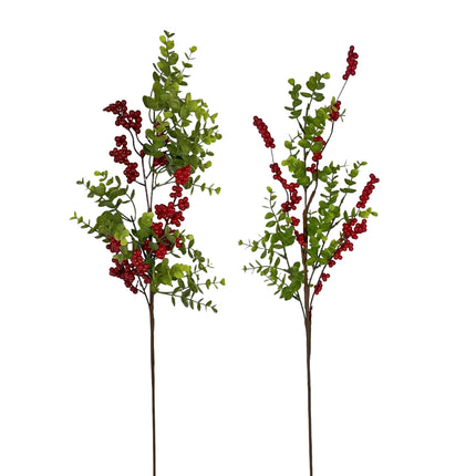 Bulk 24 Xmas Berry & Leaves Spray 74cm