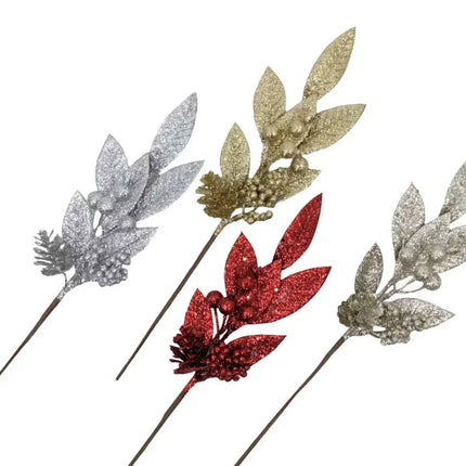 Bulk 36 Xmas Glitter Pick 36cm 4 Asst