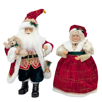 Bulk 4 Xmas Red Velvet Mr & Mrs Claus 40/45cmh 2 Asst