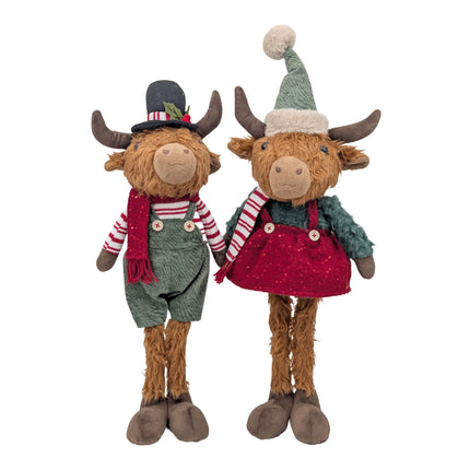 Bulk 6 Xmas Standing Highland Cow 20x15x70cm 2 Asst