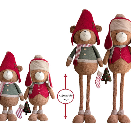 Bulk 2 Xmas Teddy Bear W Extendable Legs 45x35x173cm 2 Asst