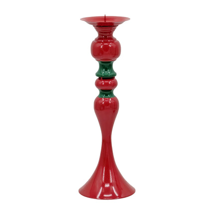 Bulk 6 Xmas Metal Red & Green Candle Holder 13x13x39cm